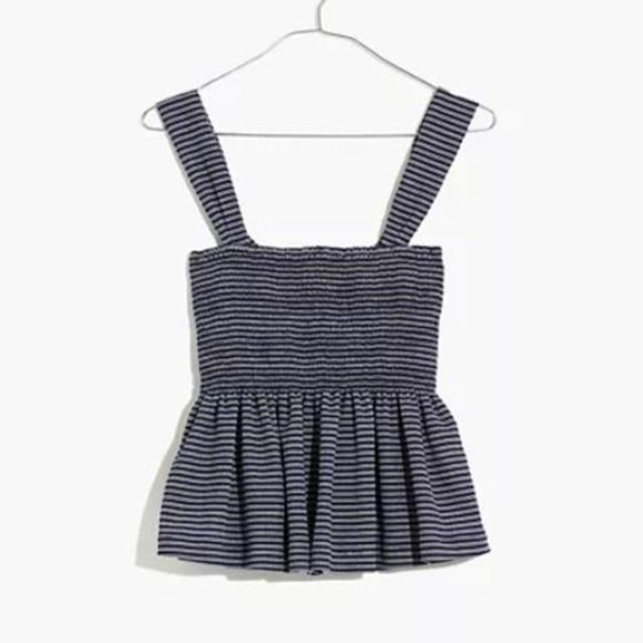 NWT Madewell Texture & Thread Smocked Peplum Tank - Picture 4 of 11